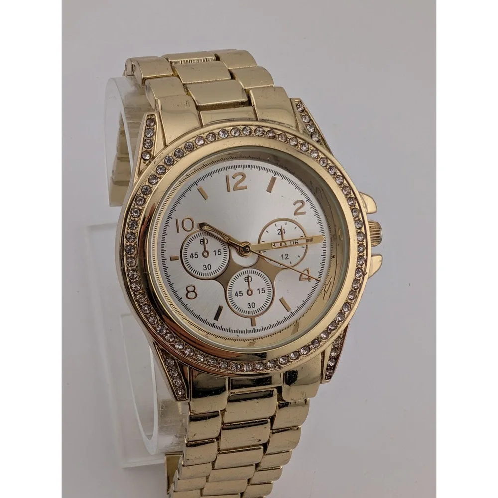 Claire's Women's Watch 38MM Gold Tone Dial Band Crystal Bezel 7.25